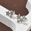 Star Brass Micro Pave Clear Cubic Zirconia Stud Earrings EJEW-F383-06P-4