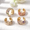 304 Stainless Steel Enamel Open Cuff Ring RJEW-L335-01B-G-1