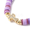 Polymer Clay Heishi Beads Stretch Bracelet for Women BJEW-JB07207-02-4
