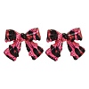 Bowknot with Leopard Print Alloy Stud Earrings EJEW-Z112-03G-2