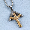 Duo Tone 304 Stainless Steel Textured Viking Rune Pendant Necklaces for Men WGD6348-01-2