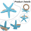 4Pcs 4 Styles Resin Conch Shell Starfish Sea Horse & Jute Rope Napkin Rings AJEW-GF0011-12-5