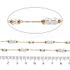 ABS Imitation Pearl & 304 Stainless Steel Beads Link Chains CHS-K021-07G-03-3