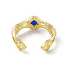 Cubic Zirconia Rhombus Open Cuff Ring RJEW-P079-08G-02-3