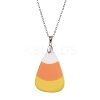 Halloween Acrylic Candy Corn Pendant Necklaces NJEW-JN04888-2