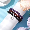 3Pcs 3 Styles Natural Amethyst & Garnet & Obsidian Chips Stretch Bracelets Sets BJEW-JB11076-10-3