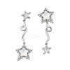 Star Brass Clear Cubic Zirconia Stud Earrings EJEW-D301-01P-4