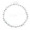 Natural Aquamarine Chip Beaded Necklaces NJEW-JN05140-01-1