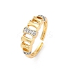 Brass Micro Pave Clear Cubic Zirconia Cuff Finger Rings for Women RJEW-C116-12G-4