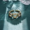 Brass Micro Pave Clear Cubic Zirconia Cuff Finger Rings for Women RJEW-C116-09G-3
