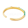 Real 18K Gold Plated Brass Enamel Evil Eye Open Cuff Bangles for Women BJEW-S147-14G-A-3