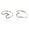 Non-Tarnish 304 Stainless Steel Sea Wave Cuff Rings X-RJEW-N038-115P-2