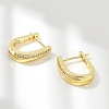 U-Shaped Brass Micro Pave Clear Cubic Zirconia Hoop Earrings EJEW-D311-024G-5