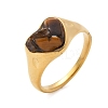 Heart Natural Tiger Eye Finger Rings RJEW-D303-01G-01-2
