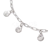 304 Stainless Steel Shell Shape Tassle Paperclip Chain Anklets AJEW-AN00752-4