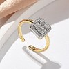 Brass Micro Pave Clear Cubic Zirconia Cuff Rings for Women RJEW-U041-09G-1