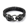 304 Stainless Steel Skull Head Herringbone Chains Bracelets for Men & Women LS-BJEW-D031-29B-1