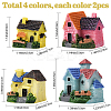 8Pcs 4 Styles Resin Villa House Figurines Display Decorations DJEW-SP0001-18-2