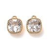 Brass Micro Pave Clear Cubic Zirconia Charms KK-B110-01G-05-1