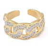 Curb Chain Shape Brass Micro Pave Clear Cubic Zirconia Open Cuff Ring for Women RJEW-Q819-05G-2