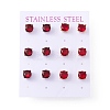6 Pairs Cubic Zirconia Flat Round Stud Earrings EJEW-G291-04B-M-1
