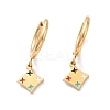 3 Pairs 3 Style Enamel Rhombus with Star Dangle Hoop Earrings EJEW-B020-10G-2