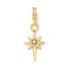Brass Micro Pave Clear Cubic Zirconia Sun European Dangle Charms KK-U044-05G-1