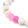 5Pcs 5 Color Natural Weathered Agate(Dyed) & Howlite Round Beaded Stretch Bracelets Set BJEW-JB08087-7