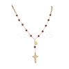 Natural Carnelian Round Rosary Bead Necklaces NJEW-JN05574-01-1
