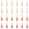 24Pcs 2 Colors October Breast Cancer Pink Awareness Ribbon Shape Alloy Enamel Pendant Decorations HJEW-YW00167-1