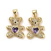 Brass Micro Pave Cubic Zirconia Pendants KK-K258-24C-G-RS-1