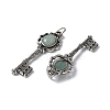 Key Brass Natural Green Aventurine Big Pendants KK-D361-01AS-14-2