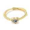 Rack Plating Brass Micro Pave Cubic Zirconia Adjustable Rings RJEW-H228-02G-3