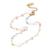 Glass Round Beads & Natural Shell Barrel Beads Link Bracelets BJEW-G774-03G-4