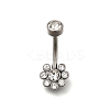 304 Stainless Steel Clear Cubic Zirconia Curved Barbell Belly Button Rings AJEW-D306-03P-06-2