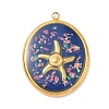 304 Stainless Steel Epoxy Resin with Natural Shell and Sequins Inside Pendants STAS-L026-17G-A04-1