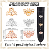 6Pcs 6 Styles Alloy Bee Watch Band Studs FIND-GO0003-57-2