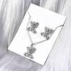 Bear Brass Micro Pave Cubic Zirconia Stud Earrings & Pendant Necklaces Sets SJEW-Z002-01P-1