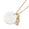 Summer Beach Brass Cubic Zirconia Sea Animal Pendant Necklaces for Women NJEW-B118-03G-06-1