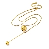 304 Stainless Steel Round Ball Pendant Snake Chain Necklaces NJEW-U028-03G-4