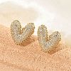 Brass Micro Pave Clear Cubic Zirconia Stud Earrings for Women LS-EJEW-F352-06G-5