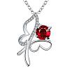 Silver Plated Brass Cubic Zirconia Butterfly Pendant Necklaces NJEW-BB06060-A-1