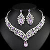 Teardrop Alloy Rhinestone Pendant Necklaces & Stud Dangle Earrings Sets FS-WGBD9B5-04-1