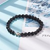 Natural Lava Rock Stretch Bracelet with Alloy Turtle Beaded BJEW-JB08309-02-2