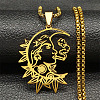 Gothic 201 Stainless Steel Hollow Moon Woman Pendant Necklaces NJEW-K283-04G-1