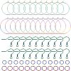 40Pcs 2 Style Ion Plating(IP) Rainbow Color 304 Stainless Steel Hoop Earrings Findings STAS-UN0039-05-1