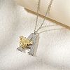 Brass Micro Pave Clear Cubic Zirconia Bee Initial Pendant Necklaces FS-WGF5E80-01-2