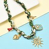 Sun Heart Flower 304 Stainless Steel Pendant Necklaces NJEW-D344-01G-1