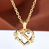 Brass Rose Flower Heart with Letter Pendant Cable Chain Necklaces FS-WG42461-14-1