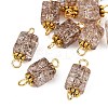 10Pcs Crackle Glass Cube Connector Charms PALLOY-JF03962-3